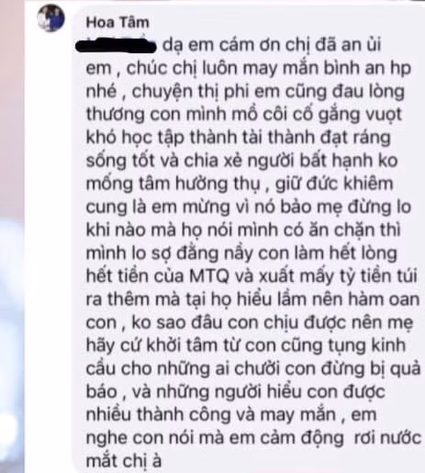 Mẹ ruột Thủy Tiên có những chia sẻ đáng chú ý sau ồn ào từ thiện của con gái.