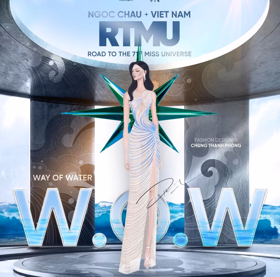 Mẫu váy dạ hội thứ 2 có tên "W.o.W - Way of Water".