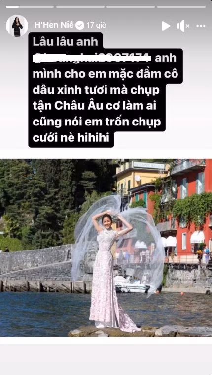 H’Hen Niê đã lên tiếng phủ nhận việc sang châu Âu chụp ảnh cưới để chuẩn bị lên xe hoa đi lấy chồng. H’Hen Niê đã lên tiếng phủ nhận việc sang châu Âu chụp ảnh cưới để chuẩn bị lên xe hoa đi lấy chồng.