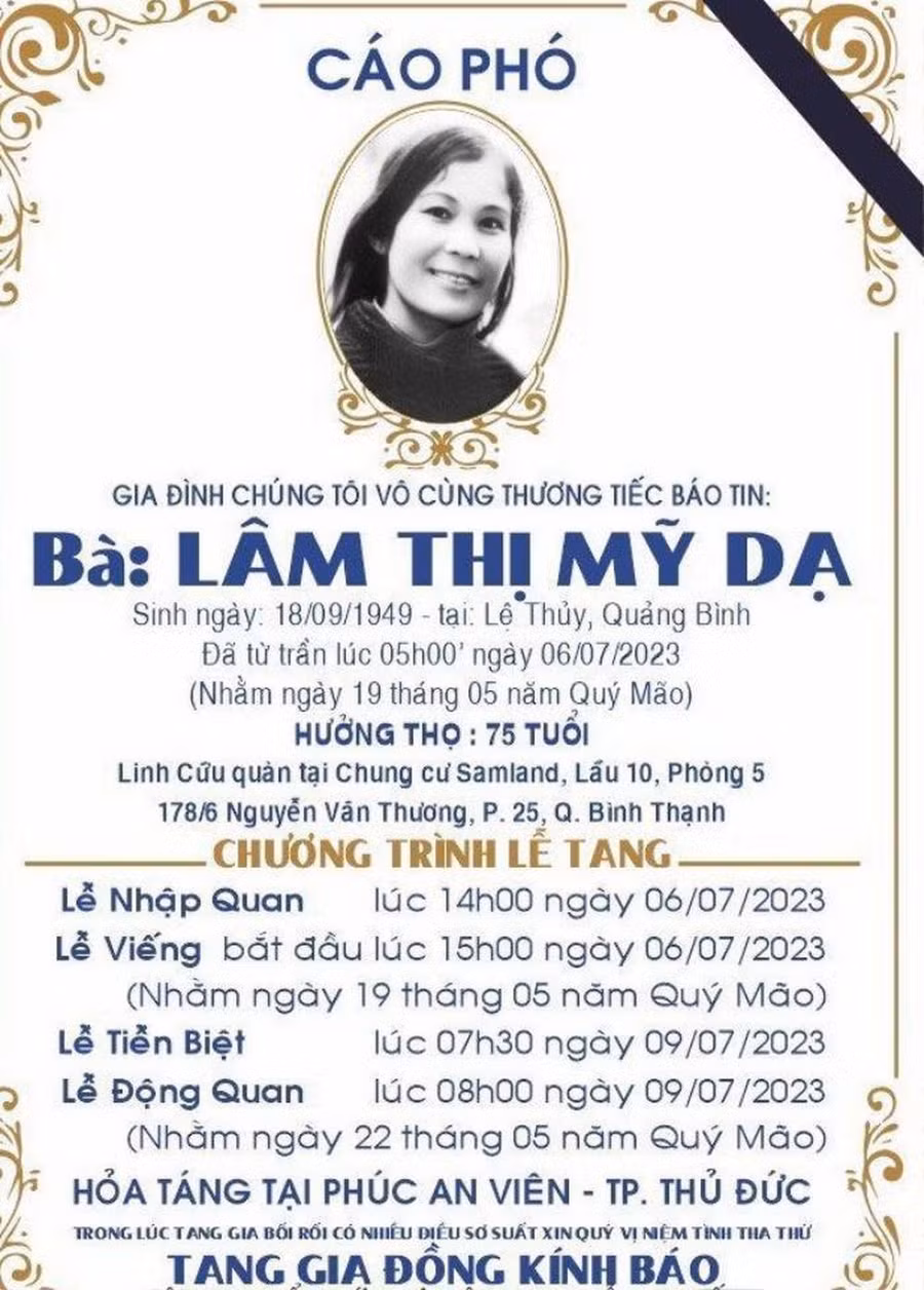 Nhà thơ Lâm Thị Mỹ Dạ qua đời ở tuổi 75.
