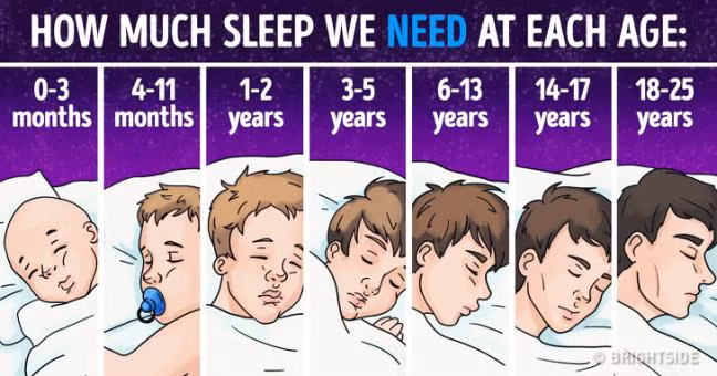 Thời gian ngủ thích hợp của từng độ tuổi? Thoi gian ngu thich hop cua tung do tuoi?