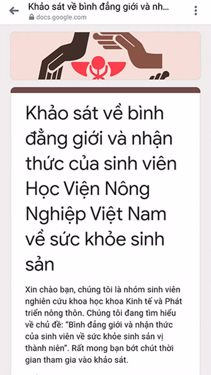 Sinh viên Học viện Nông nghiệp Việt Nam thực hiện khảo sát nghiên cứu online. Ảnh: NTCC