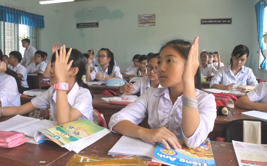 Giờ học tại Trường THCS Kim Hồng (TP Cao Lãnh, Đồng Tháp). Ảnh: Q. Ngữ