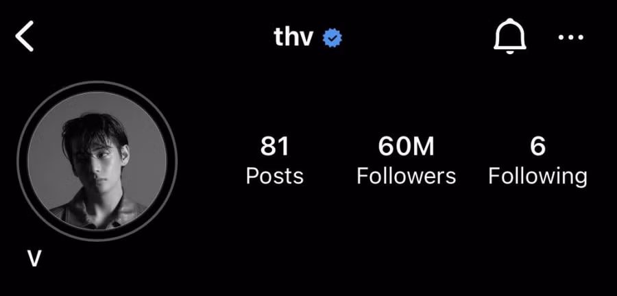 V(BTS) đã lập kỷ lục thế giới mới cho người nhanh nhất đạt 60 triệu người theo dõi trên Instagram. V(BTS) đã lập kỷ lục thế giới mới cho người nhanh nhất đạt 60 triệu người theo dõi trên Instagram.