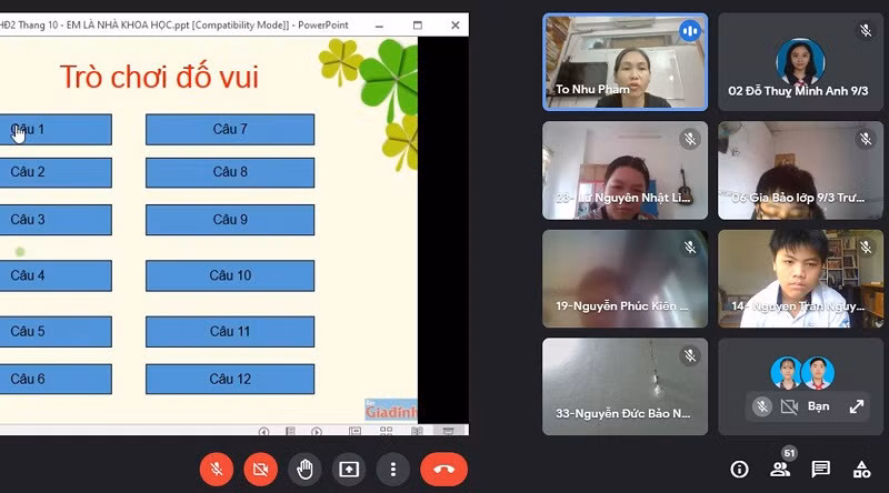 Một buổi dạy trực tuyến môn Ngữ văn lớp 9 của cô Phạm Thị Tố Như (Trường THCS Nguyễn Trãi, quận Gò Vấp, TPHCM).