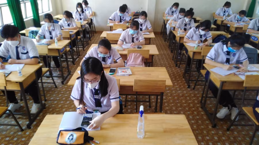Học sinh Trường THPT Chợ Gạo (Tiền Giang).