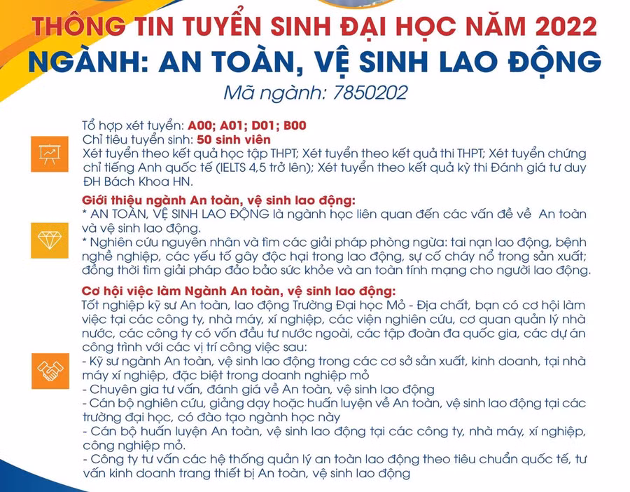 Lần đầu tiên tuyển sinh, đào tạo kỹ sư An toàn, vệ sinh lao động