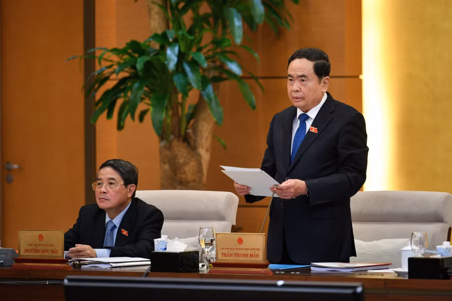 Phó Chủ tịch Thường trực Quốc hội Trần Thanh Mẫn phát biểu tại phiên họp.