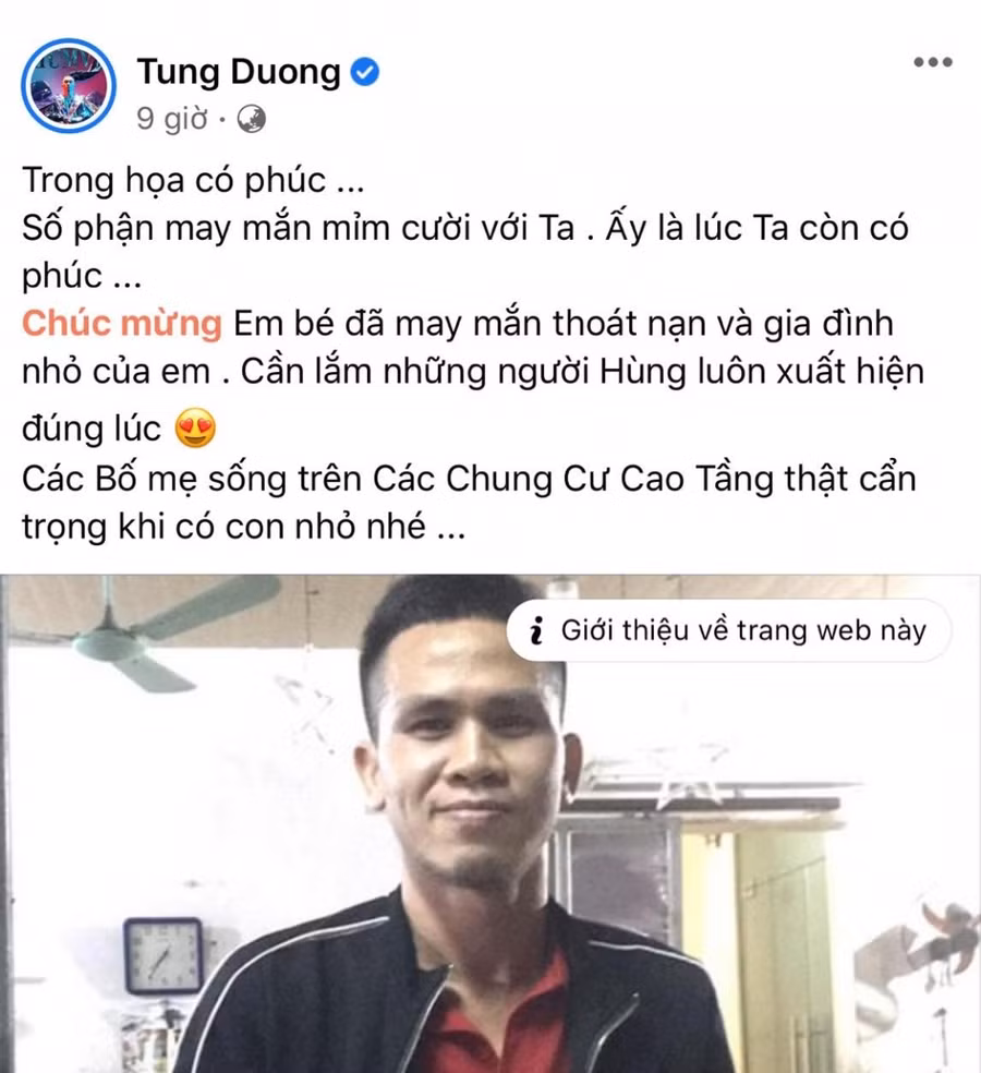 Nam ca sĩ Tùng Dương chia sẻ suy nghĩ của mình trên trang cá nhân. Ảnh chụp màn hình FBNV.