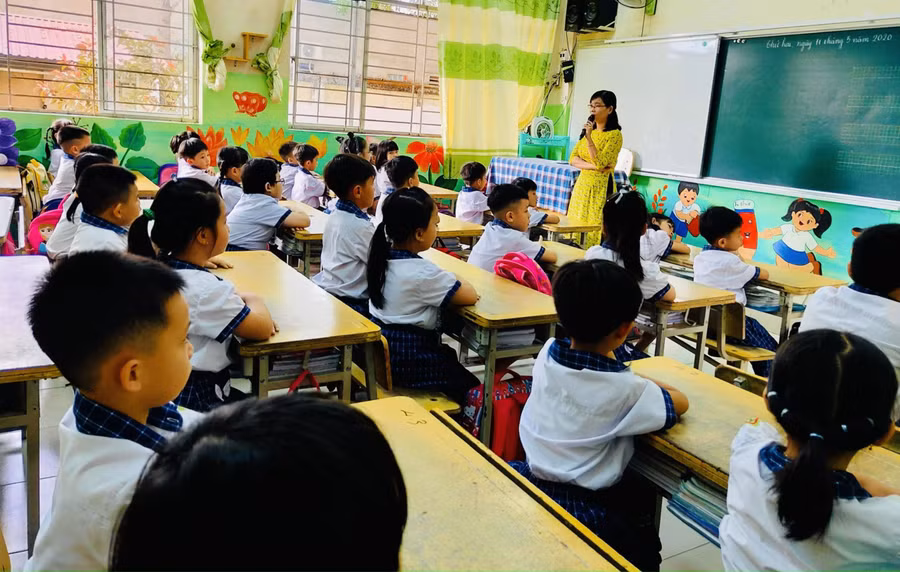 Giờ dạy của cô Nguyễn Thị Phương Thảo - Trường Tiểu học Võ Trường Toản (quận Ninh Kiều, TP Cần Thơ). Ảnh: NTCC