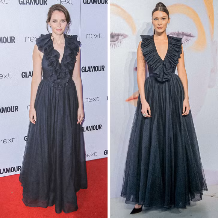 Felicity Jones và Bella Hadid. Felicity Jones và Bella Hadid.