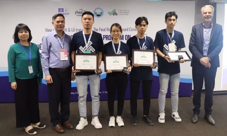 Đề tài của nhóm sinh viên đạt giải Nhất cuộc thi tìm kiếm “Ý tưởng sáng tạo vì một đại dương không nhựa” do Tổ chức Văn hóa, Khoa học và Giáo dục Liên Hợp Quốc (UNESCO) tổ chức. Ảnh: NVCC