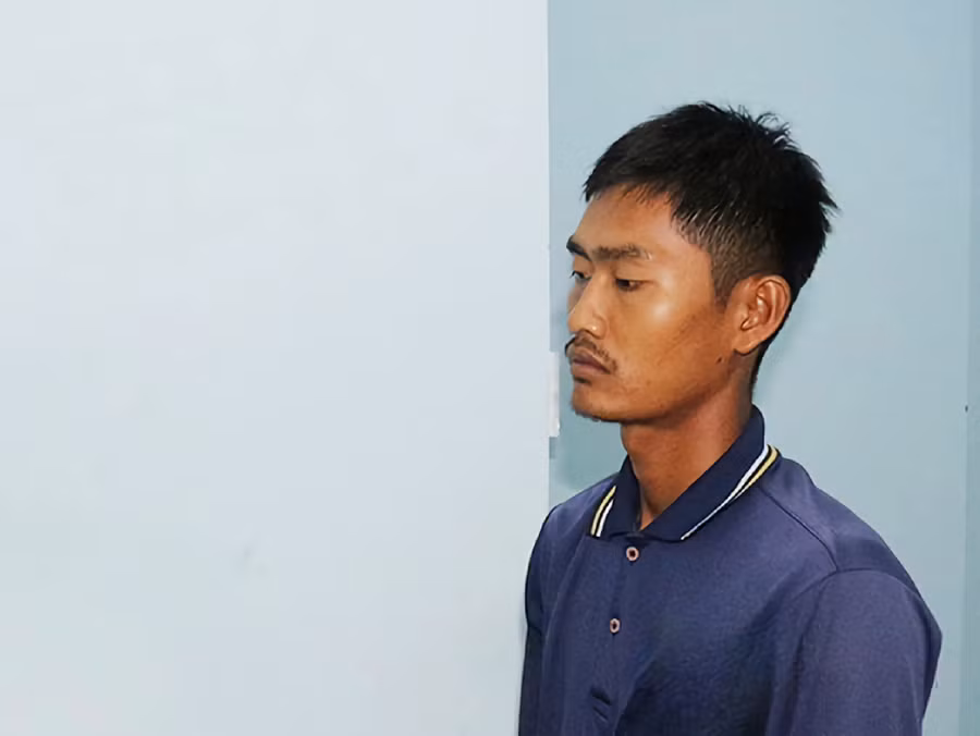 Trần Thanh Hòa tại cơ quan công an. (Ảnh: Tiến Tầm)