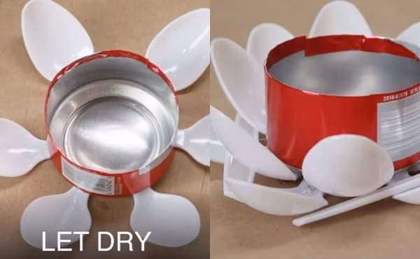 Cách làm chân nến hoa sen từ vỏ lon nước ngọt - Ảnh 5