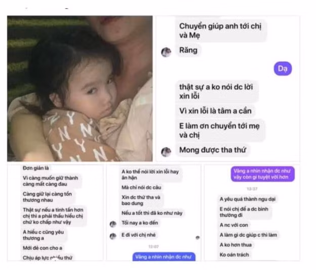 Những hình ảnh tin nhắn được diễn viên Hoàng Yến chia sẻ trên trang cá nhân.