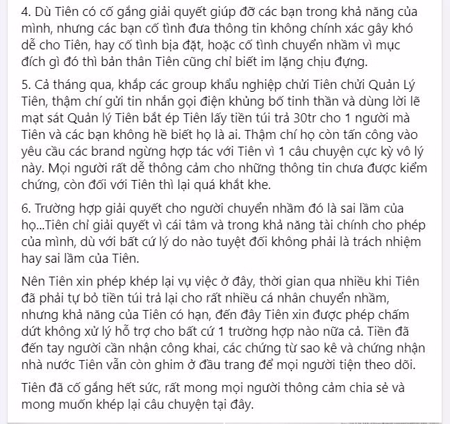 Những chia sẻ của nữ ca sĩ Thủy Tiên.