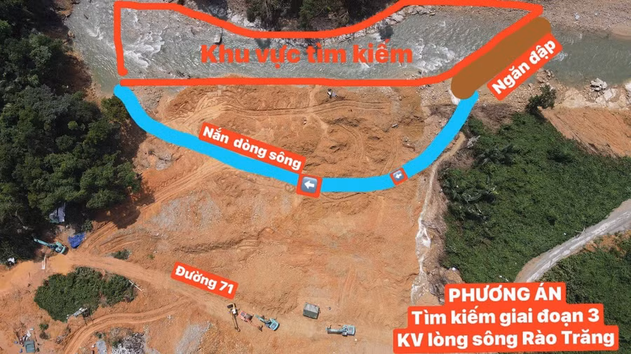 Khu vực tìm giai đoạn 3 được xác định tại Khu vực lòng sông Rào Trăng 3.