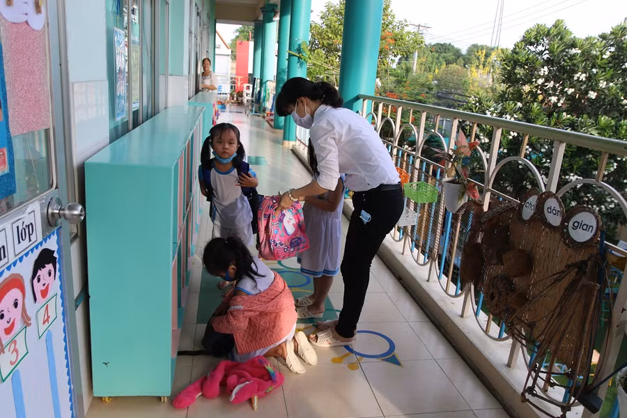 Cô, trò Trường MN Bông
Sen, TP Mỹ Tho (Tiền Giang).