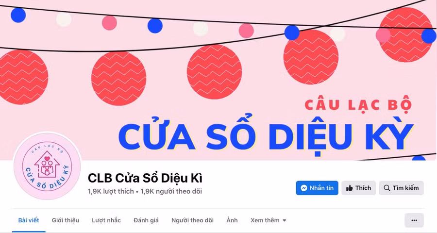 Fanpage facebook “Câu lạc bộ Cửa sổ diệu kỳ”. Ảnh chụp màn hình.