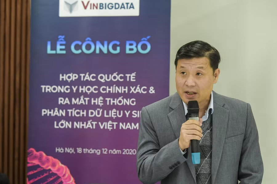 GS Vũ Hà Văn khai mạc Lễ công bố Hợp tác quốc tế trong Y học chính xác và Ra mắt hệ thống phân tích dữ liệu y sinh lớn nhất Việt Nam.