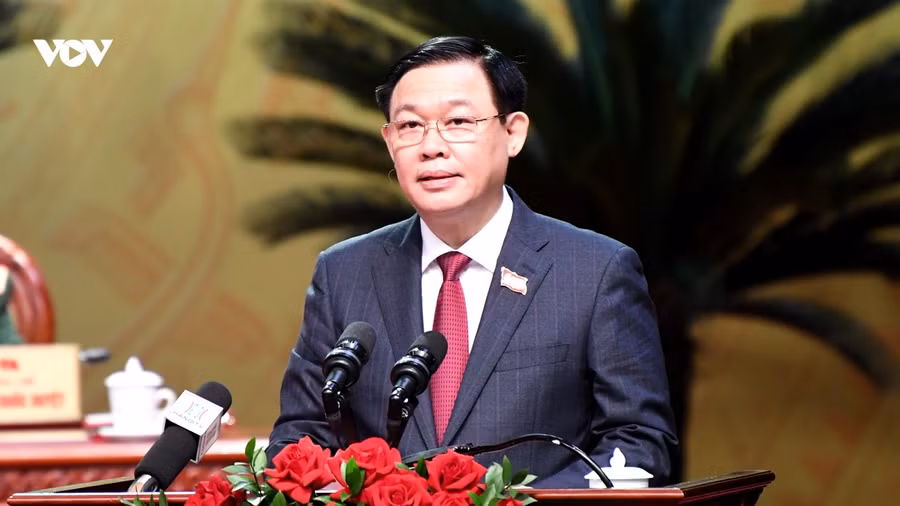 Bí thư Thành uỷ Hà Nội Vương Đình Huệ. Ảnh: Ngọc Thành.