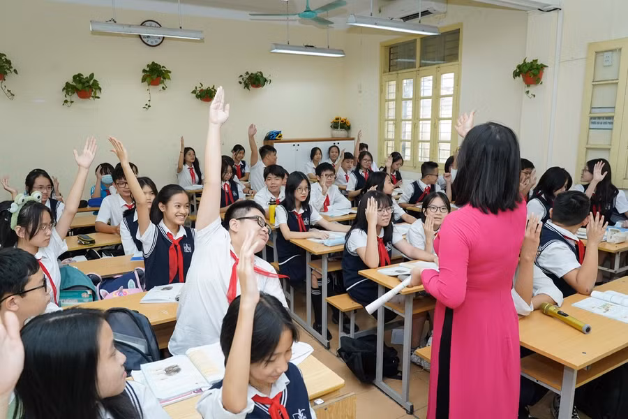 Giờ học tại Trường THCS Đống Đa (quận Đống Đa, Hà Nội).