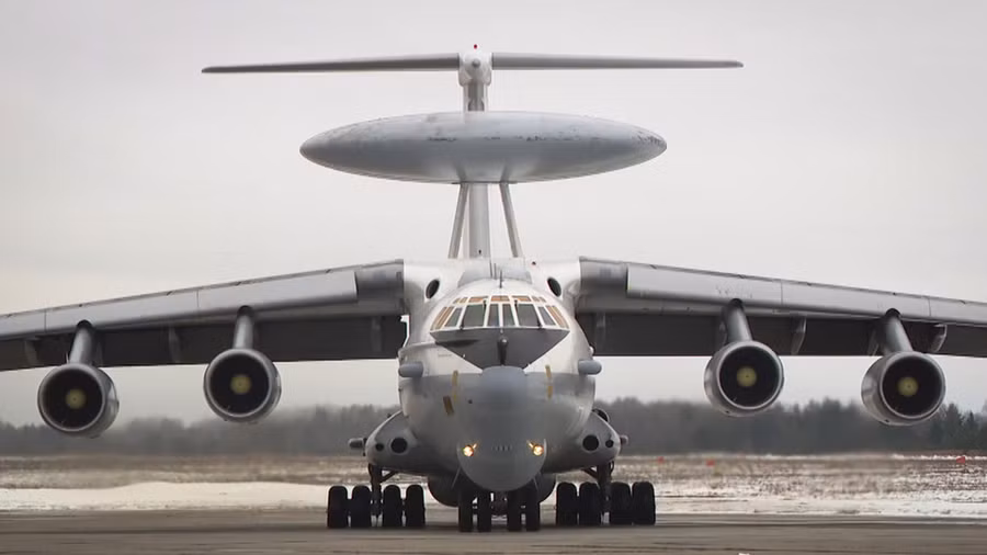 Một chiếc Beriev A-50 của Nga diễn tập tại Căn cứ Không quân Machulishchy gần Minsk, Belarus, ngày 3 tháng 3 năm 2023. Ảnh: AP