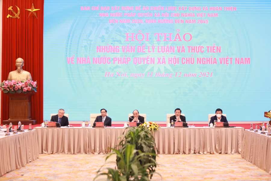 Xây dựng và hoàn thiện nhà nước pháp quyền xã hội chủ nghĩa là quy luật phát triển tất yếu. Ảnh: VGP/ Lê Sơn.