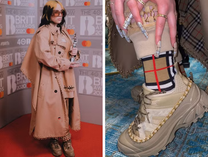 Billie Eilish đi giày thể thao đến lễ trao giải Brit.