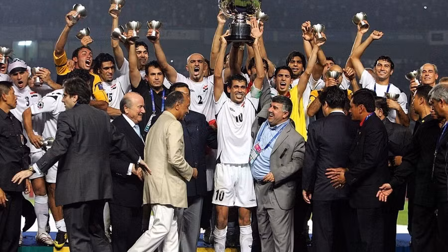 Đội tuyển Iraq ăn mừng chức vô địch Arabian Gulf Cup 2023. Ảnh: INT.