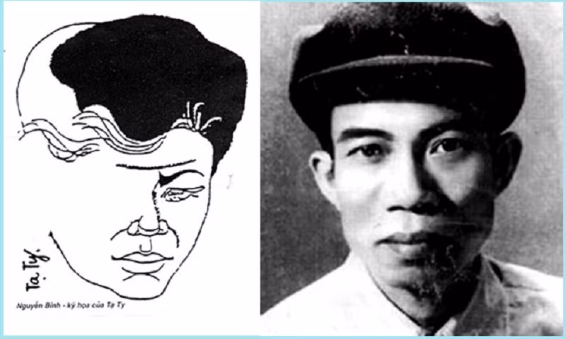 Nhà thơ Nguyễn Bính và chân dung ông qua nét vẽ của họa sĩ Tạ Tỵ. Ảnh tư liệu