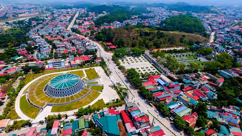 Một góc thành phố Điện Biên Phủ nhìn từ trên cao.