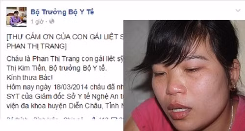 Con gai Liet si Gac Ma cam on Bo truong Bo Y te