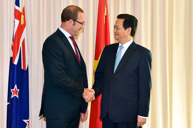 Thủ tướng Nguyễn Tấn Dũng và Lãnh tụ Công đảng đối lập Andrew Little. Ảnh: VGP