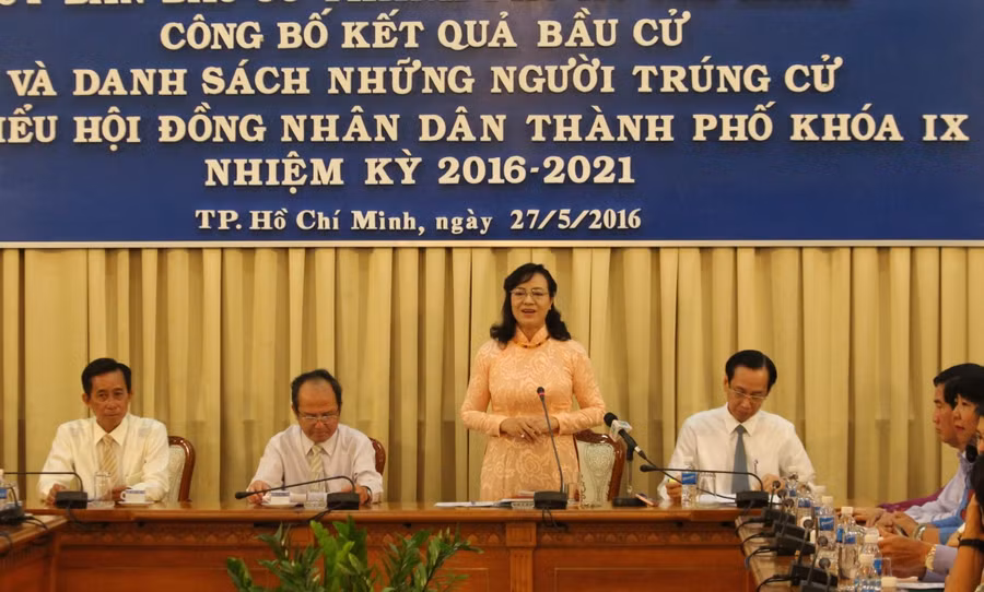 Bà Nguyễn Thị Quyết Tâm tái cử với tỷ lệ 77,74%. Ảnh: Hà Hương.