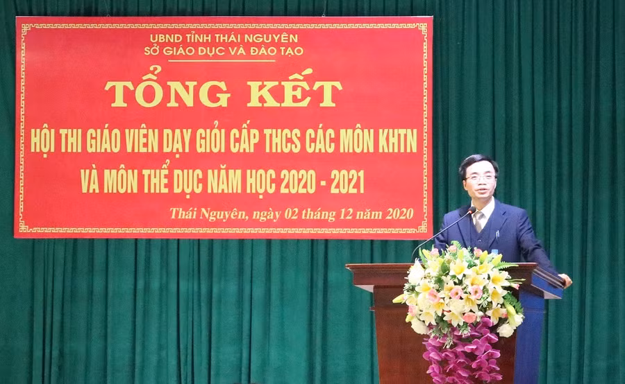 Ông Đào Xuân Tân, Phó Giám đốc Sở GD&amp;ĐT Thái Nguyên, Trưởng ban Giám khảo đánh giá tổng kết hội thi