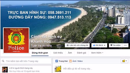 Trang Facebook của Cảnh sát Hình sự Khánh Hòa - Ảnh cắt lại