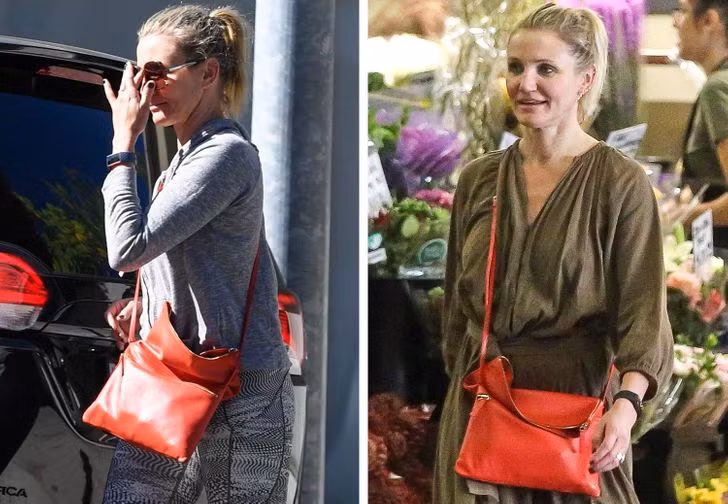 Cameron Diaz không đi ra ngoài mà không có chiếc túi yêu thích của mình - cô ấy đeo nó khi đi tập thể dục và đến cửa hàng tạp hóa.