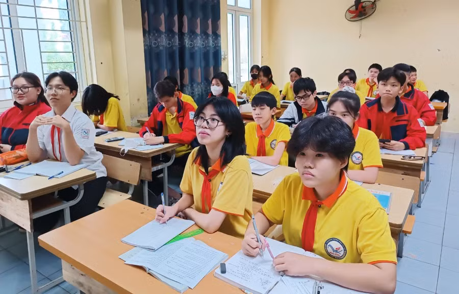 Học sinh lớp 9 Trường THCS Minh Khai, quận Bắc Từ Liêm. Ảnh: TG Học sinh lớp 9 Trường THCS Minh Khai, quận Bắc Từ Liêm. Ảnh: TG