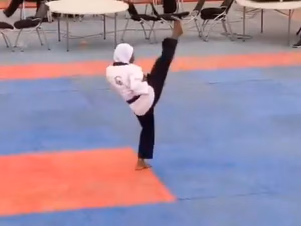 Hình ảnh nữ vận động viên Taekwondo Aminat Idrees.
