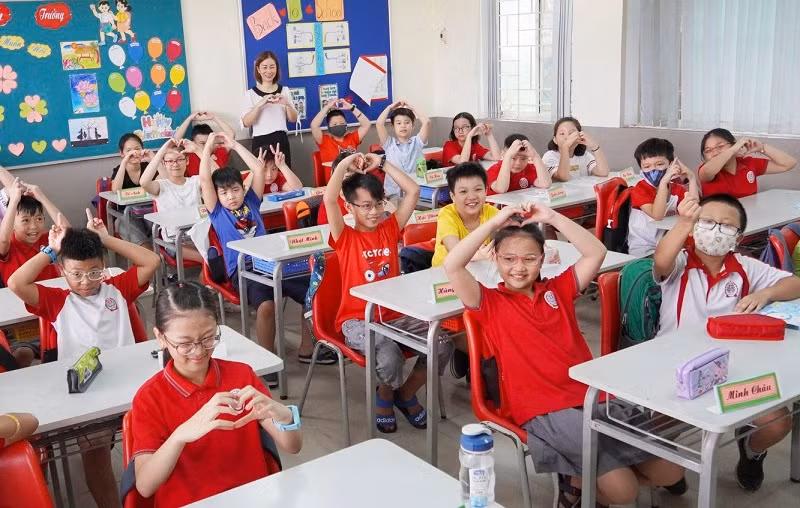 Học sinh Trường Tiểu học Lê Quý Đôn, Hà Nội trong giờ học.