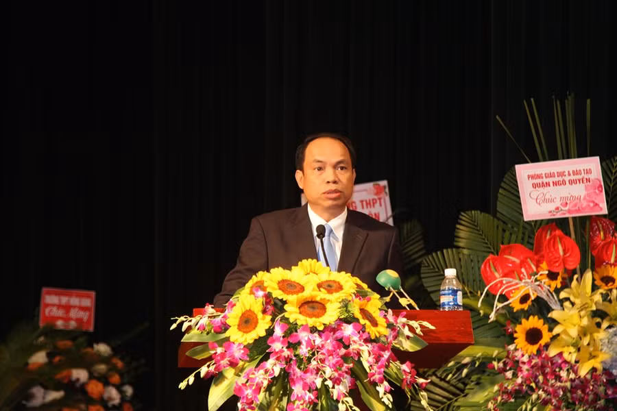Ông Lê Quốc Tiến- Giám đốc Sở GD&ĐT Hải Phòng bày tỏ quyết tâm ngành giáo dục Hải Phòng sẽ giành nhiều thắng lợi to lớn hơn nữa trong sự nghiệp "trồng người"