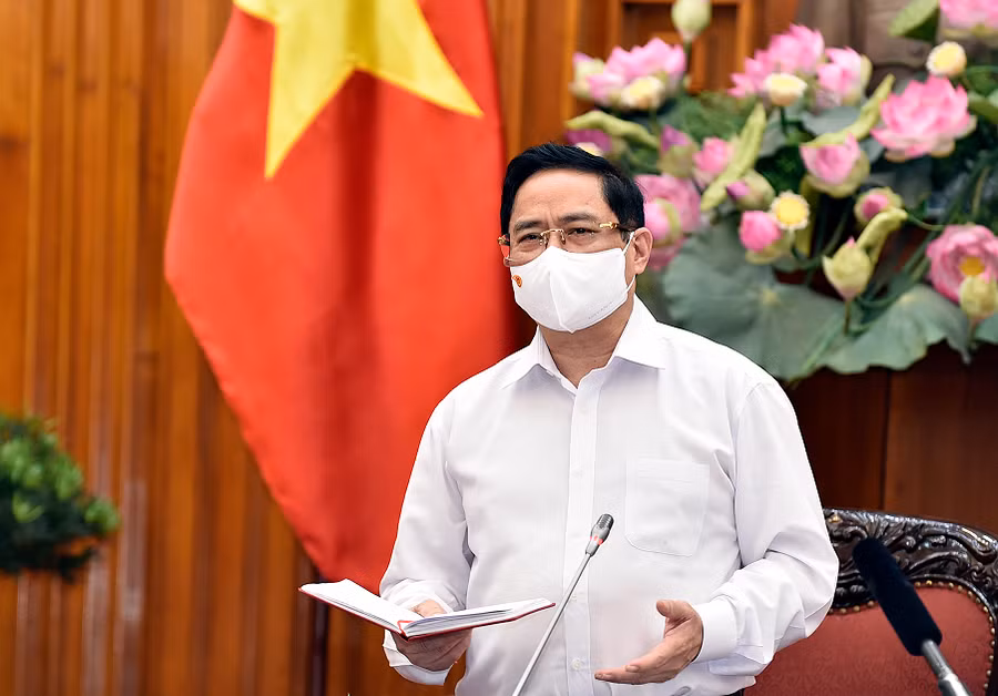 Thủ tướng Phạm Minh Chính phát biểu tại buổi làm việc. Ảnh VGP/Nhật Bắc
