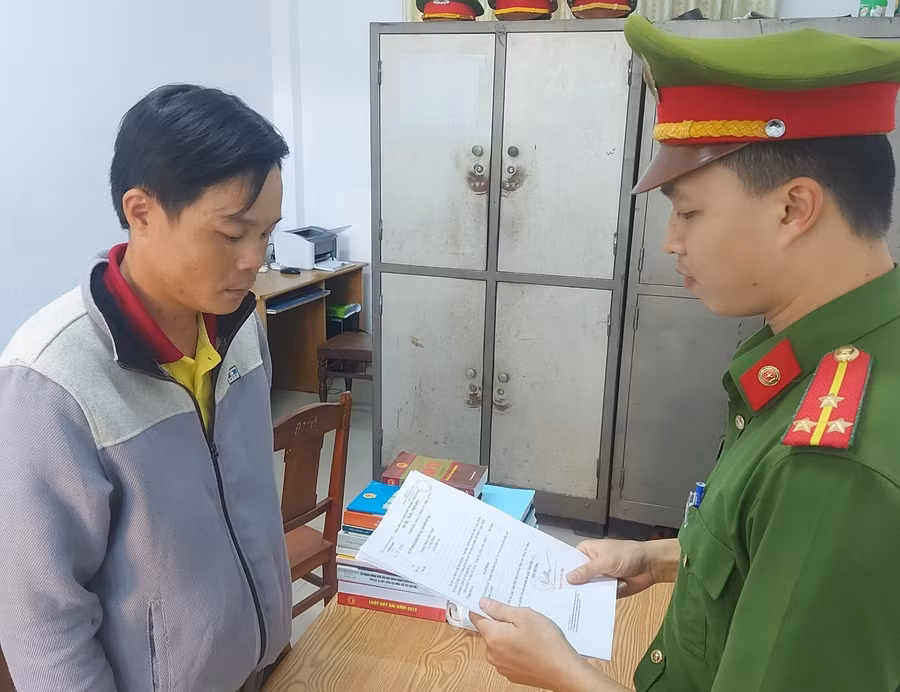 Đối tượng Thành tại cơ quan công an. Ảnh: Công an.