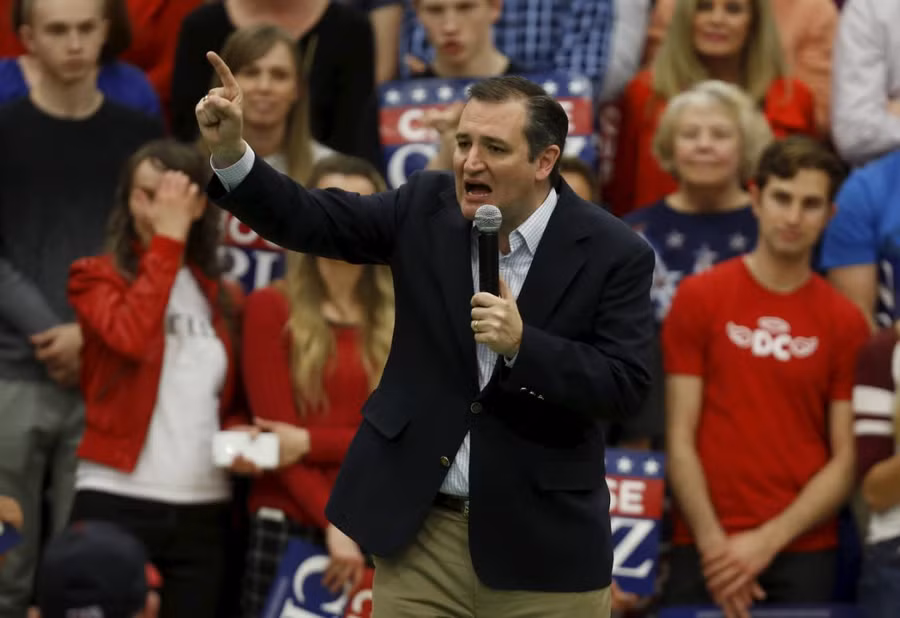Thượng nghị sĩ Ted Cruz đang đứng ở vị trí thứ hai trong cuộc đua bên đảng Cộng hòa. Ảnh: AP Thượng nghị sĩ Ted Cruz đang đứng ở vị trí thứ hai trong cuộc đua bên đảng Cộng hòa. Ảnh: AP