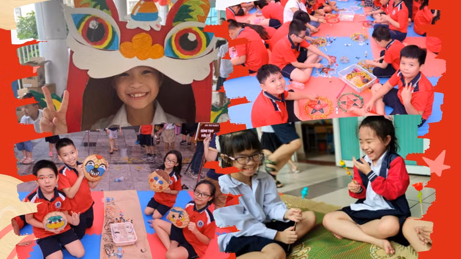 Nhóm học sinh tham gia trải nghiệm: làm đầu lân, đèn ông sao, vẽ mặt nạ, nặn tò he…. Nhóm học sinh tham gia trải nghiệm: làm đầu lân, đèn ông sao, vẽ mặt nạ, nặn tò he….