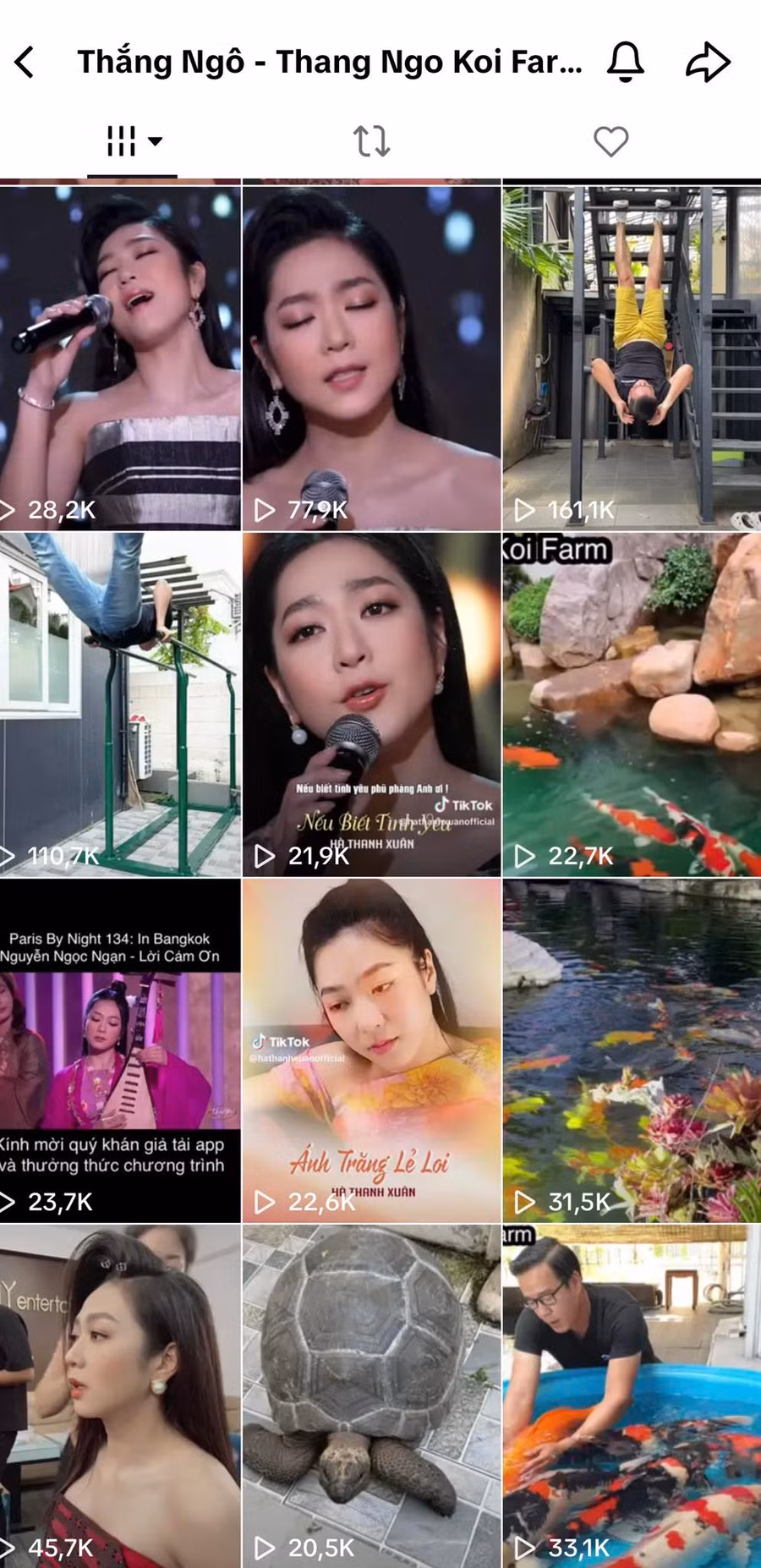 'Vua cá Koi' Thắng Ngô giữ lại rất nhiều đoạn clip biểu diễn của vợ cũ Hà Thanh Xuân.