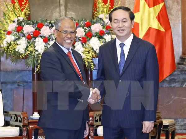 Chủ tịch nước Trần Đại Quang tiếp Bộ trưởng Bộ Tài nguyên và Môi trường Singapore Masagos Zulkifli. Ảnh: TTXVN