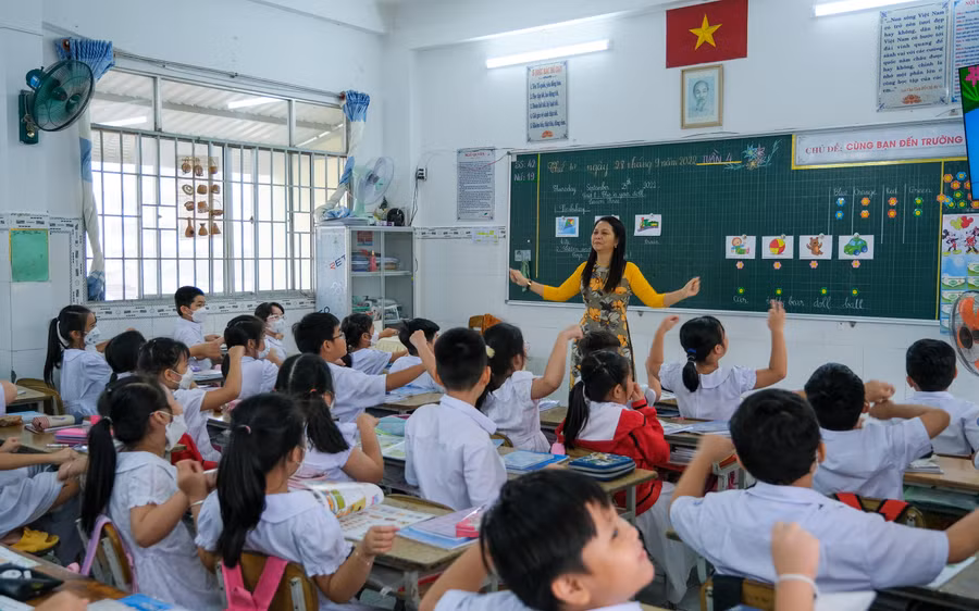 Tiết học Anh văn lớp 3 tại Trường Tiểu học Ngô Quyền, quận Ninh Kiều (TP Cần Thơ).