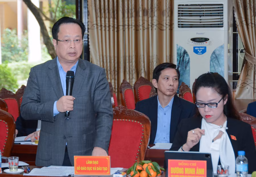 Ông Trần Thế Cương, Giám đốc Sở GD&amp;ĐT Hà Nội phát biểu.